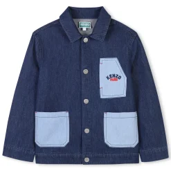 Fashion KENZO KIDS Veste en jean en coton DBLE STONE+BROSSAGE
